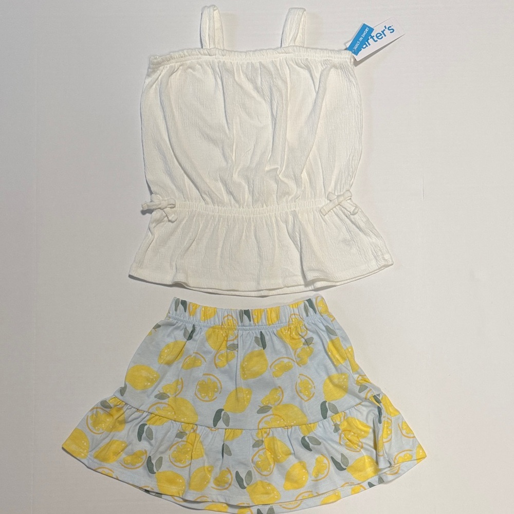 Carter's White Top and Lemon Skirt Set